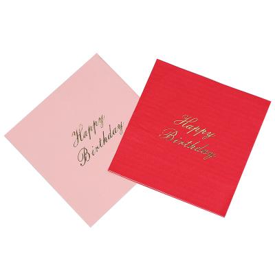 China Hot Selling Printed Bronzing Colored Foil Birthday Party Modem Eco Friendly Paper Napkins for sale