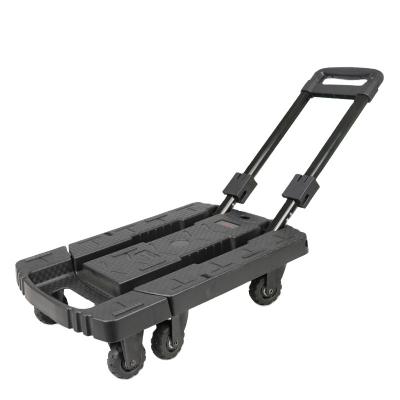 China BAOYU Industrial Foldable Transport Cargo Platform Hand Push Trolley Folding Foldable Trolley Portable Retractable Flat Cart Luggage Trolley for sale