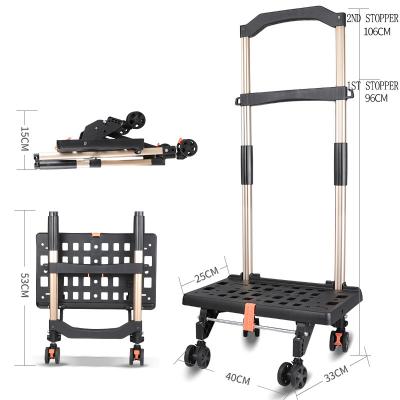 China Eco-friendly Foldable Plastic Portable Trolley To Trolley And Trolley Shopping Cart Bag Hand Folding Shopping Cart for sale