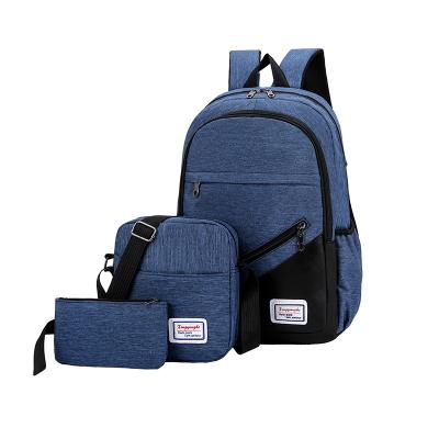 China High quality backpack men's and women's cloth travel backpack foreign trade bag three-piece nylon border schoolbag for sale