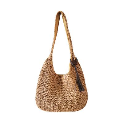 China 2021 High Quality New Rope Paper Bag Fashion Simple Cross - Body Women Bag Bags Straw Handbag Beach Leisure Romantic Straw Woven Shoulder Bag for sale