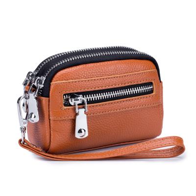 China Anti-theft Women's Mini Coin Purse Cowhide Coin Purse Multifunctional Genuine Large Capacity Zipper Purse for sale