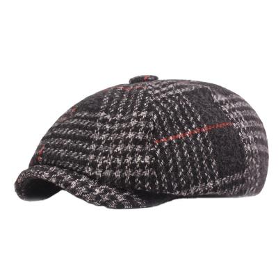 China Mens Womens Ivy Cap And Beret Cap High Quality Cotton British Canvas Plaid Fashion Custom Flat Beret Cap for sale