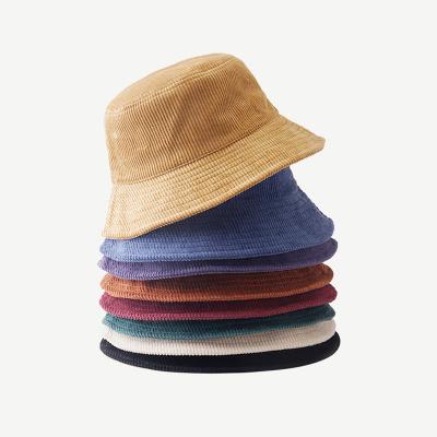 China Custom Outdoor Plain Color Finishing Sunshade Factory Price Sun Hat Corduroy Bucket Hat for sale