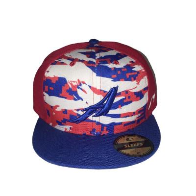 China COMMON High Quality Flat Snapback Hat Custom Simple Red Snapback Hat With Blue 3D Embroidery On The Front for sale