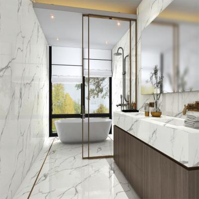 China Modern bathroom marble slabs Calacatta decorations marble slab internal volakas marble slab for bathroom for sale