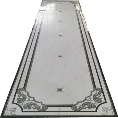 China Glazed white marble floor tiles rectangle tile medallion ceramic metallic porcelain waterjet tile floor inlay for sale