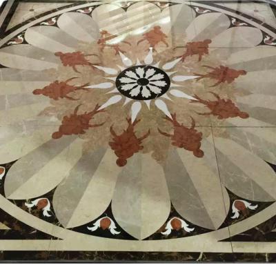 China Traditional marble waterjet flower medallion floor tile waterjet marble tiles design floor pattern floor inlay for sale