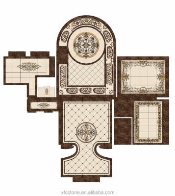 China Waterjet pattern of rectangle traditional magic marble medallions for floor marquetry for sale