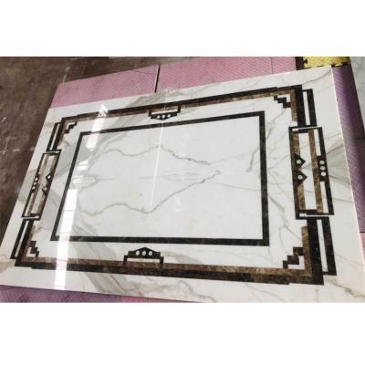 China Italian marble modern marble prices gold calacatta rectangle tiles floor medallion pattern for sale