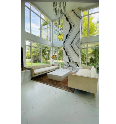 China Villa Modern Marble Panda Slabs White Marble Tile 800 x 120 Marble Wall Panel for sale