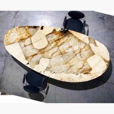 China MOREONYX Custom Made Translucent Marble Luxury Stone Durable Cool Bar Furniture/Beige Oval Marble Bar Furniture For Party/Home/Office/Living Room for sale