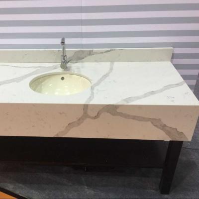 China Cheap Wall Price Popular Selling Calacatta White Quartz For Vanity Tops With Sink for sale