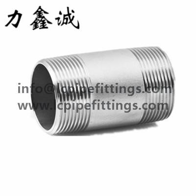 China Stainless steel pipe fittings barrel nipple thread nipples double nipples NPT/BSPT 150LB SS316L PIPE FITTINGS for sale