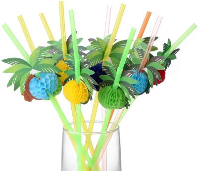 China Disposable machine-readable customization 50 pieces party personality juice straw flower umbrella honeycomb small straw for sale