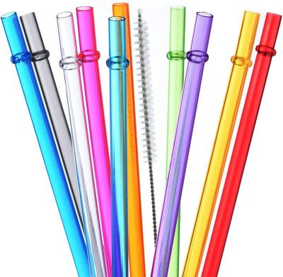 China Stocked Customizable Logo And Patterns Replacement Long Rainbow Colored Reusable Plastic Straws Set Of 10 for sale