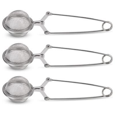 China 3 Pack Reusable Premium Viable Stainless Steel Ball Tea Instant Strainer with Long Handle Fine Mesh Silver Tea Ball Tea Maker for sale