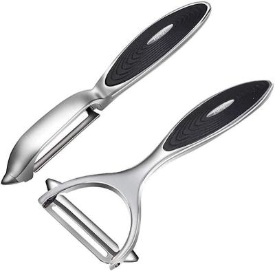 China Sustainable New Arrival 2 Pcs Multifunctional Stainless Steel Y & I Shape Swivel Peeler Set With Non-slip Handle For Vegetable And Fruit for sale