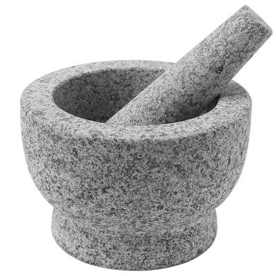 China Multi Sustainable Size Granite Mortar And Pestle Set Manual Grinder For Garlic Paste Spices And Condiments for sale