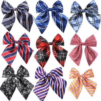 China Various Styles College Business Stripe Solid Color Casual Custom Men Women Men Bow Ties for sale