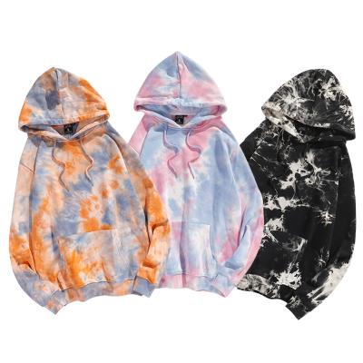 China QUICK DRY Blue Orange Blend Pink Color 100% Cotton Oversized Tie Dyed Plain Hoodies Women Unisex Men for sale