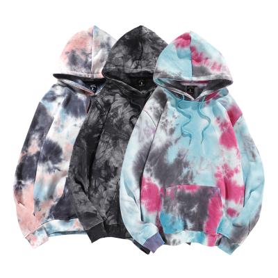 China Tie Dye Hip Hop Anti-pilling Winter Oversized Fleece Striped Cotton Pullover Hoodies Men Women Unisex for sale