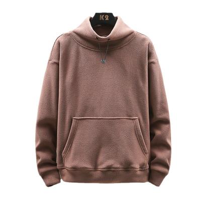 China Anti-wrinkle Black Plain Fleece Stand Collar Turtle Neck Sweatshirt Oversized Loose Men Unisex for sale