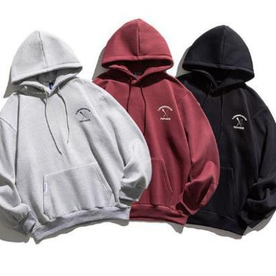 China Black Anti-pilling Hoodies Letter Logo Print Pullover Cotton Fleece Winter Warm Unisex Men for sale