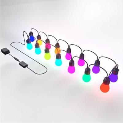 China Smart Outdoor Garden LED String Lights , RGBW Remote App Control Multicolor LED Light Bulbs for sale