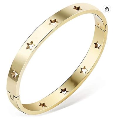 China FASHIONABLE Hollow Token Star Jewelry Love Wrap Bracelets 18k Gold Stainless Steel Luxury Buckle Bracelet for sale