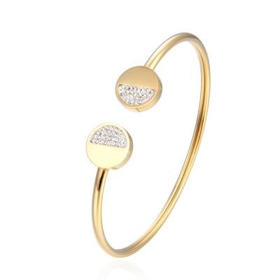 China New Arrival CLASSIC Gold Bangle Circle Open Saya Initial Bangle Women for sale