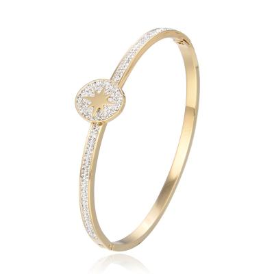 China CLASSIC High Quality Saya Circle Star Gold Stainless Steel Bangle Bracelet For Woman With Crystal for sale