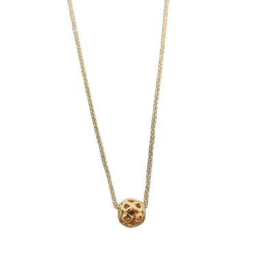 China Fashion Brand Luxury 14k Gold Stainless Steel Necklace 40cm Pattern Rolling Ball Pendant Necklace for sale