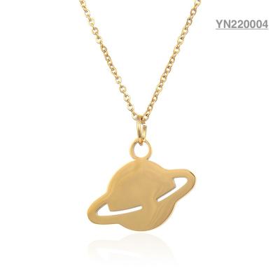 China FASHIONABLE Cute Designer Brand Planet Necklace 18k Gold Stainless Steel Pendant Necklace for sale