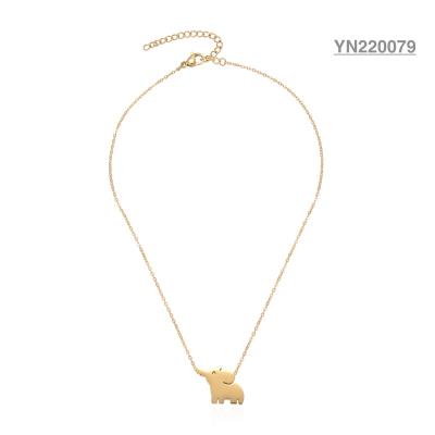 China Fashion Diamond Jewelry Brand Baby Elephant Necklace 14k Gold Stainless Steel Pendant Necklace for sale