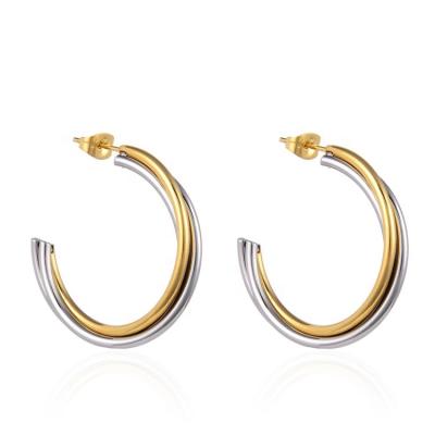 China CLASSIC Fashion Women Custom Hoop Earrings Stainless Steel Ladies Long Round Earring for sale