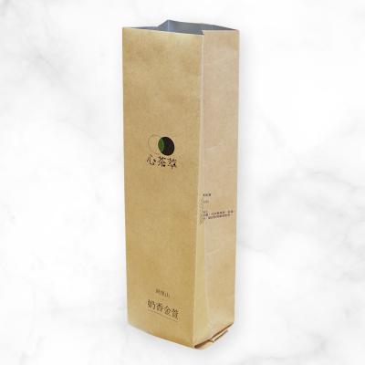 China Heat Seal Side Gusset Custom Recyclable Kraft Paper Moisture Proof Soft Packed Tea Bags With Tear Notch Wholesale for sale