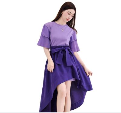 China 2022 new design purple skirt suit irregular thin temperament summer anti-static women's suit for sale