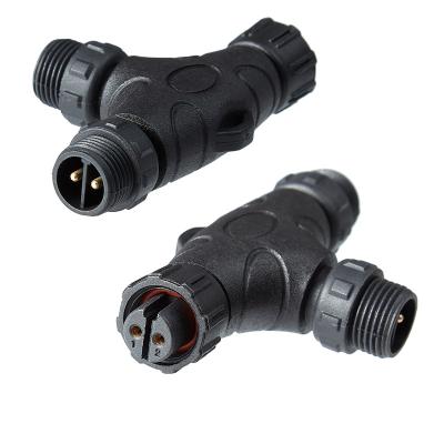 China LED Light Power/Factory Power Connector/Camera Power Customized IP68 Quick Connect Waterproof Outdoor T-Type Extension Adapter For Outdoor LED Lights for sale