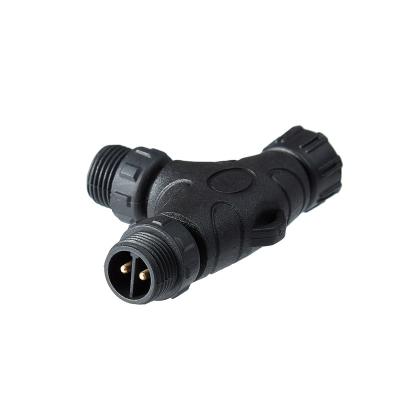 China LED Light Power/Factory Power Connector/Camera Power Customized IP68 Quick Connect Waterproof Extension T-Type Adapter For Outdoor LED Lights for sale