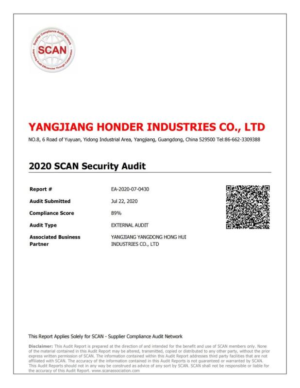 SCAN - Yangjiang Honder Industrial Co., Ltd.