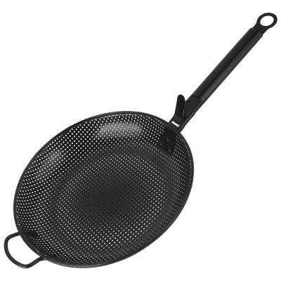 China High Quality Non-Stick Round Grill Pan Grill Carbon Steel Easily Cleaned Knockout Wok With Handle for sale