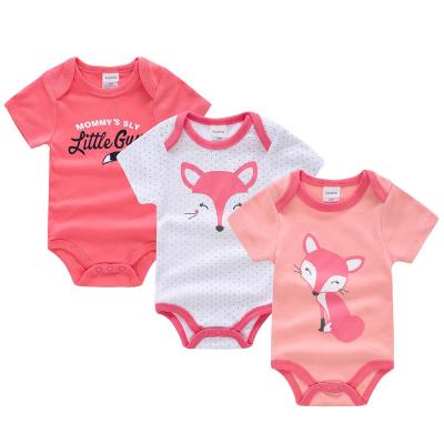 China Soft/Skin-Friendly/Sweat Absorption/2019 Summer Breathable 100% Newborn Short Sleeve Cotton Bodysuits Baby Clothes Rompers for sale