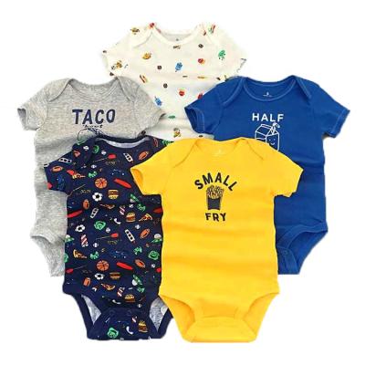 China Soft/Skin-Friendly/Sweat Absorption/Newborn Baby Boy Clothes Print Rompers Cotton Muslin Shorts Sleeve Breathable Hot Sale Summer for sale