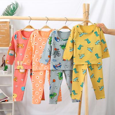 China Home Wear Childrens Printed Breathable Cotton Two Piece Pajamas Set Long Sleeve for sale