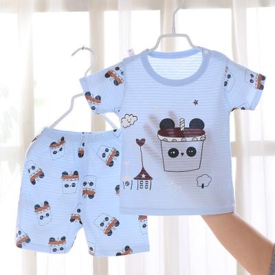 China Hot-selling hollow cotton children's casual short-sleeved baby clothing 2021 summer suit two-piece suit for sale