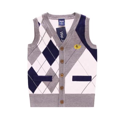 China Anti-wrinkle Little Boys Gentleman Knit Sweater Vest Kids V-Neck Cardigan Vest for sale