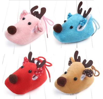 China Newborn Infant Christmas Baby Deer Hutch Shoes Anti-slippery, Warm Soft Unique Anti-skid Shoes Cotton Santa Gift for sale