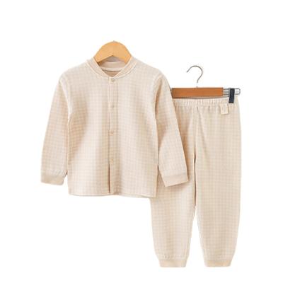 China Breathable Wholesale Customize 2 Pieces 100% Organic Cotton Children's Long Sleeve Pajama Set for sale