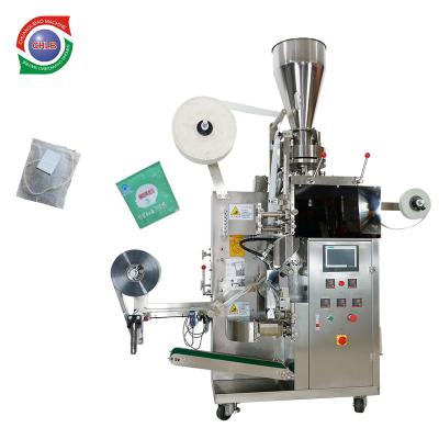 China Triangle Leaf Powder Tea Automatic Herbal Dip Label Double Chamber Small Food Pyramid Tea Bag Packing Machine for sale